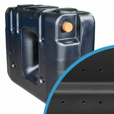 Puit d’infiltration rectangulaire en plastique de 1500 litres avec parois perforées, conçu pour la gestion des eaux pluviales