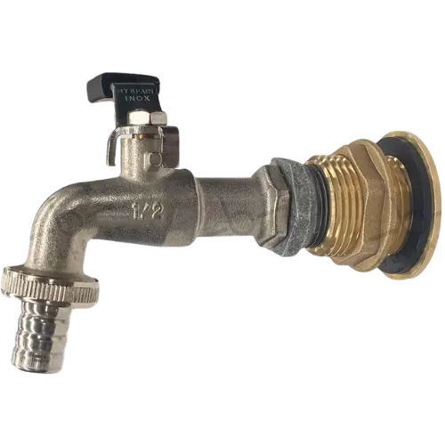 Robinet pour citerne eau de pluie résistant au gel avec bride en laiton 1/2″, montage libre sur cuve rectangulaire