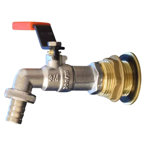Robinet pour citerne eau de pluie universel avec bride en laiton, à monter où vous voulez sur la cuve